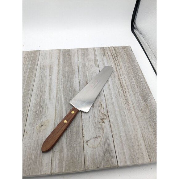 Vintage Burnco Stainless Cake Pie Serrated Spatula Server 9 1/2" Wood Handle - Picture 1 of 8